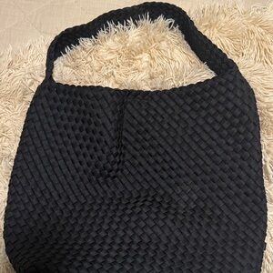 Naghedi Black Woven Tote Bag